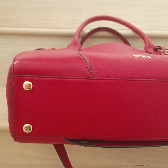 Tumi Stanton Kiran Leather Tote in Raspberry Red - Picture 10 of 15